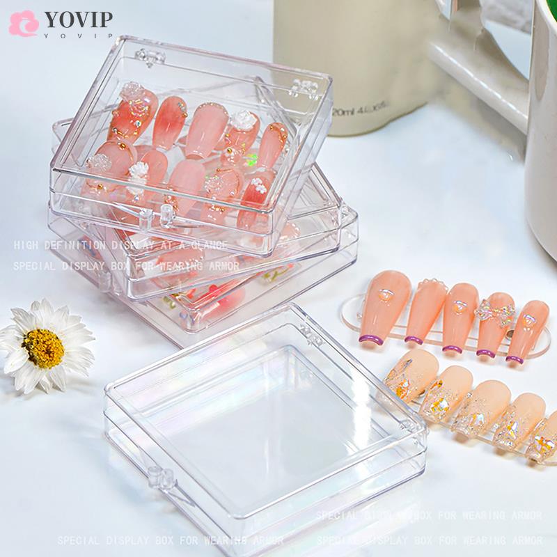 Nail Art Container Box Portable Plastic Organizar Box Storage Box Manicure Accessories DIY Display Holder Tool Transparent Gift