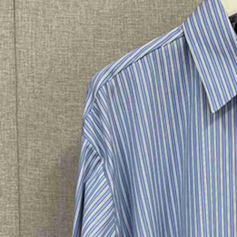 Long-sleeved Blue and White Striped Shirt / Shorts Women 2023 Spring and Summer New