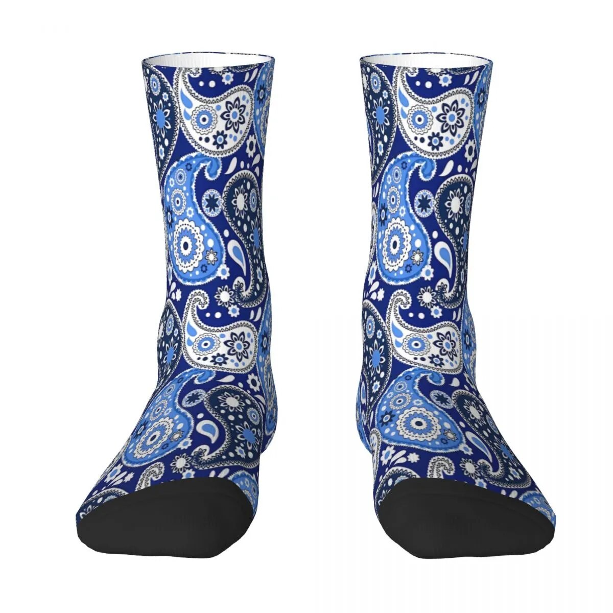Blue And White Paisley Print Sock Socks Men Women Polyester Stockings Customizable Sweetshirt