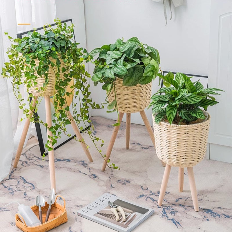 Home Balcony Plant Shelf Column Stand Wooden Corner Flower Shelf Indoor Backdrop Suporte Para Plantas Decorating Shelf Flower