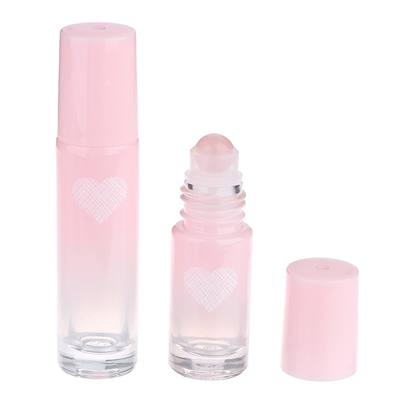5/10ml Pink Glass Roll On Essential Oil Empty Perfume Bottle Roller Ball bottle