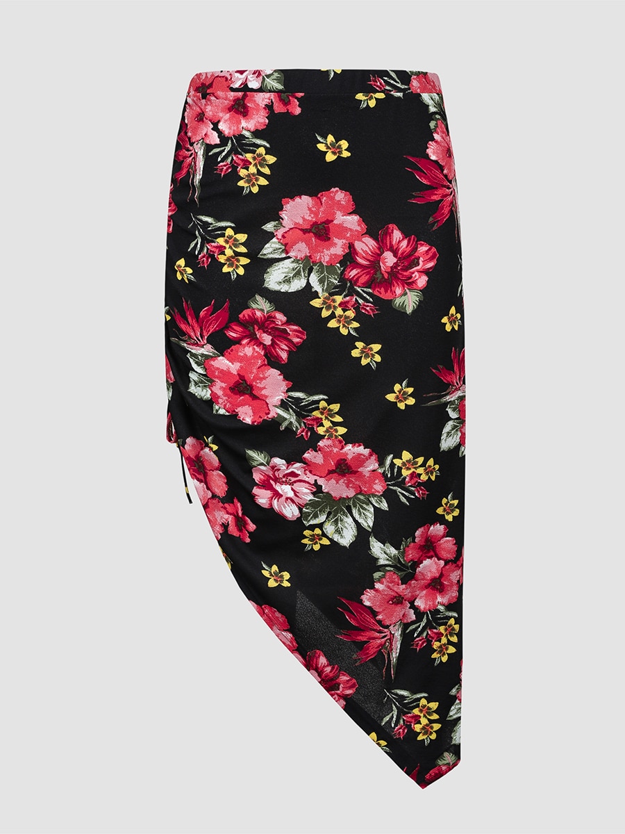 Finjani Plus Size Party Skirts Chinoiserie Print Women's skirt 4XL Split Skirt For Elegant Woman