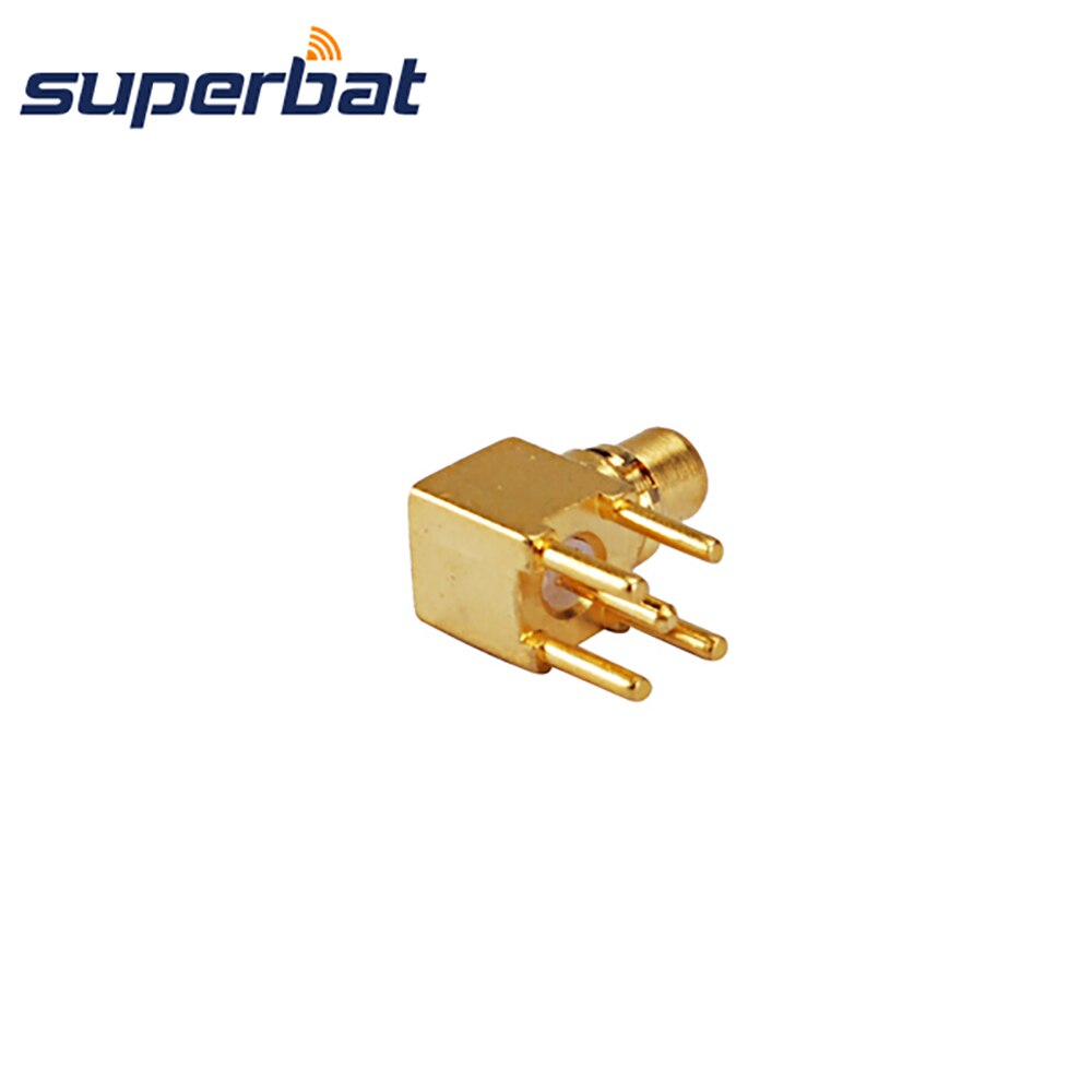 Superbat 50 ohm MMCX Male Right Angle Thru Hole PCB Mount RF Coaxial Connector Gold-plated