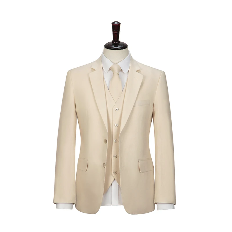Men cream linen suit Custom Made Men Slim Fit Suit Wedding suit