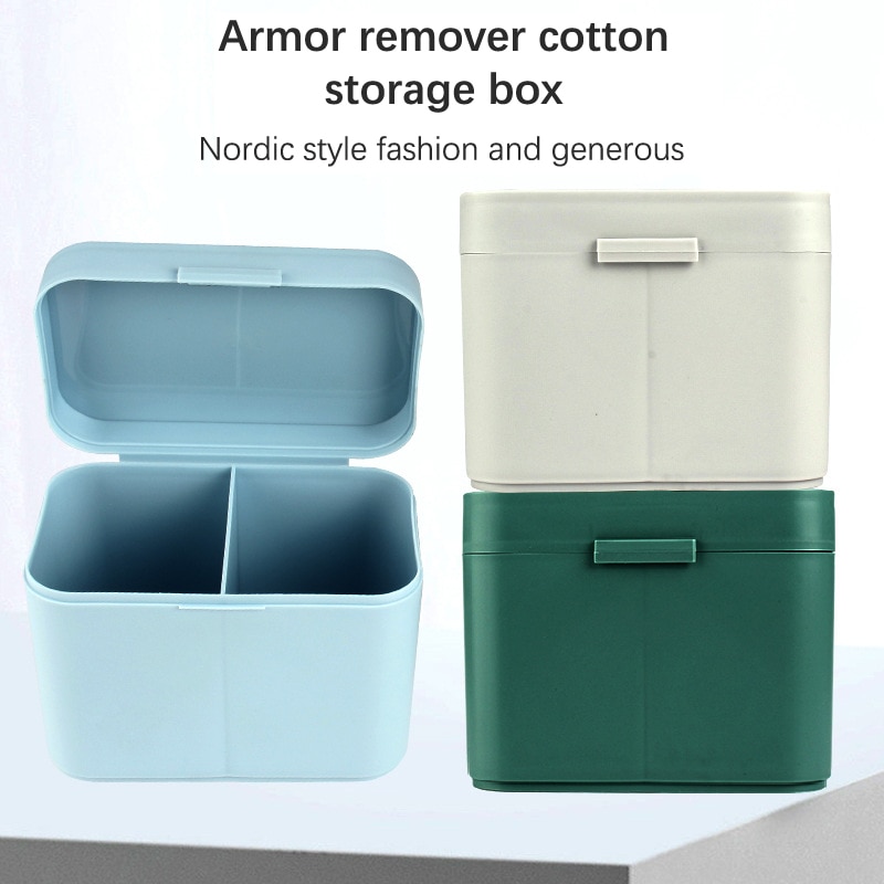 Cotton Pads Swab Nail Wipes Makeup Brushes Organizer Storage Box Holder Container Case Independent Double-Compartment
