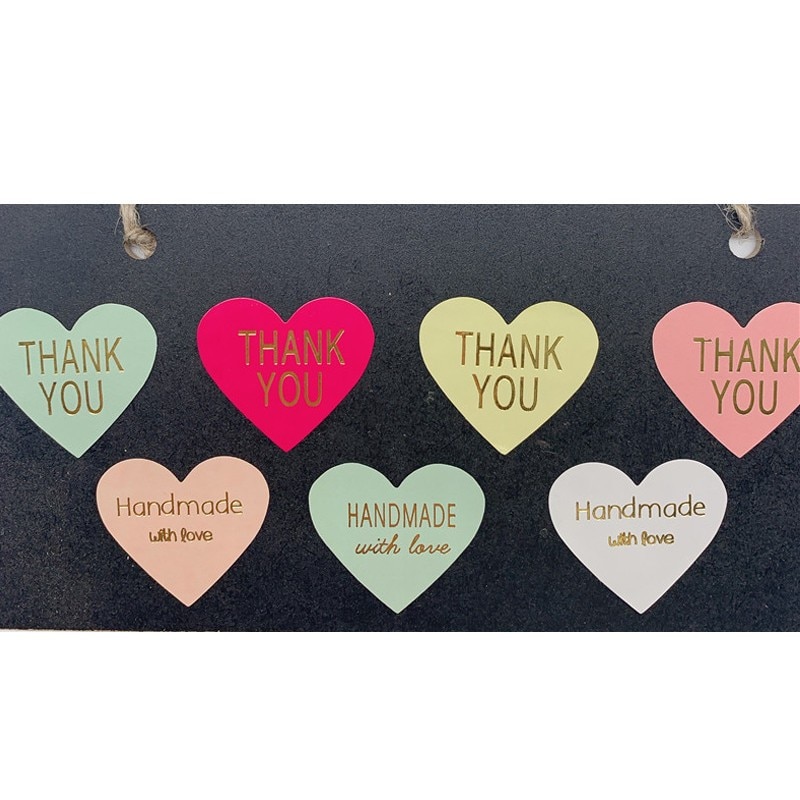 1000pcs Heart Shape thank you handmade Stickers Packages Scrapbooking Party Wedding Valentine's Day Stationery free shippin