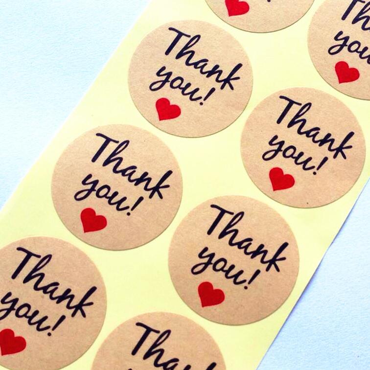 1000pcs/lot Handwritten Thank You Scrapbook DIY Craft Labels Cowhide Color Red Heart DIY Paper Label Gift free shipping
