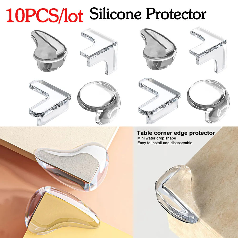 10pcs Silicone Furniture Corner Edge Safety Bumper Easy To Clean Transparent Adhesive Funiture Safety Corner Desk Protector