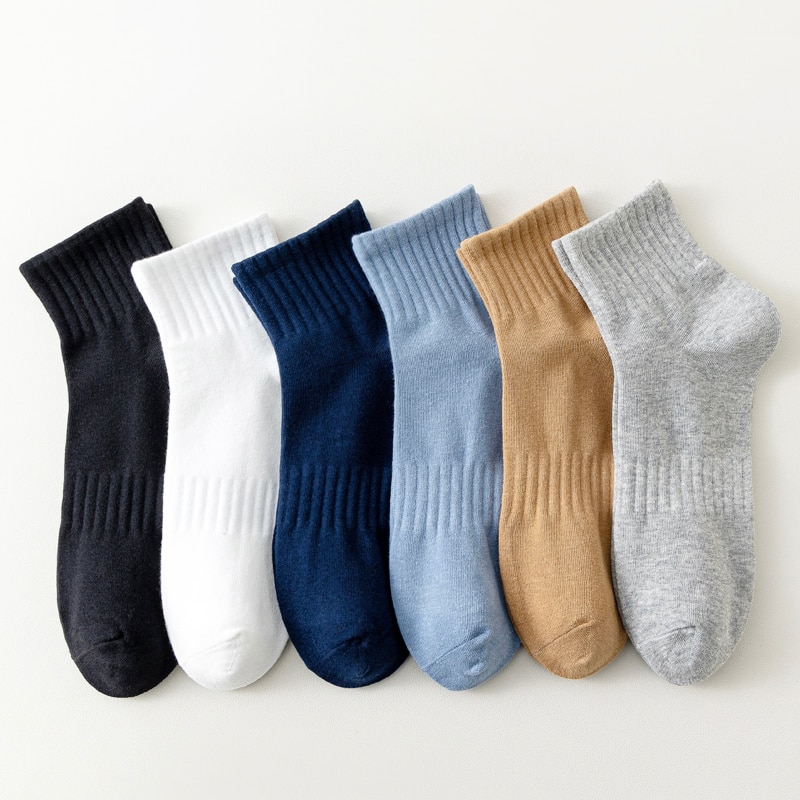 Dropshipping 6Pairs High Quality Men Ankle Socks Breathable Cotton Sports Socks Casual Athletic Cut Short Sokken Size 38-45