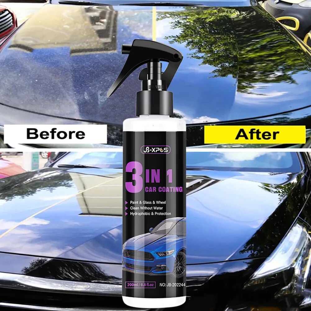 3 In 1 200ml Ceramic Coating For Car Spray Car Polishing Agent Hydrophobic Scratch-Resistant Auto Paint Care Tool Accessories