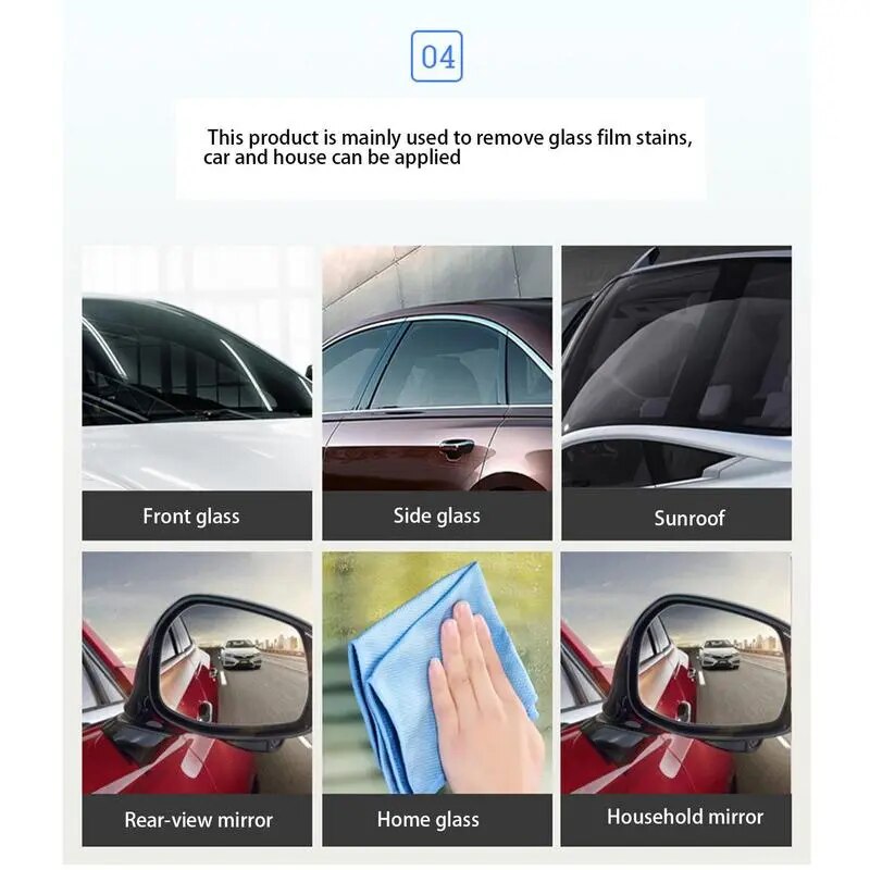 Auto Glass Cleaner Oil Film Removing Windshield Cleaner Decontamination Anti Rain Anti Stain Dust Remover For All Type Glasses