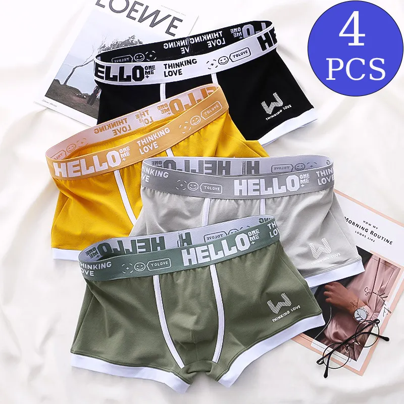 4PCS/LOT Men's Panties Cotton BoxerShorts Man Underwear Mens Boxers Sexy U Convex Male Underpants Plus Size cuecas calzonci