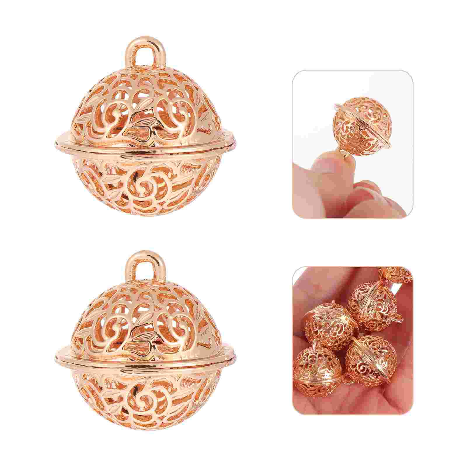 10 Pcs Kids Keychain Hollow Out DIY Bell Pendant Tin Alloys Bells Wallet 2.5x2cm Golden Accessory Delicate Decor Baby