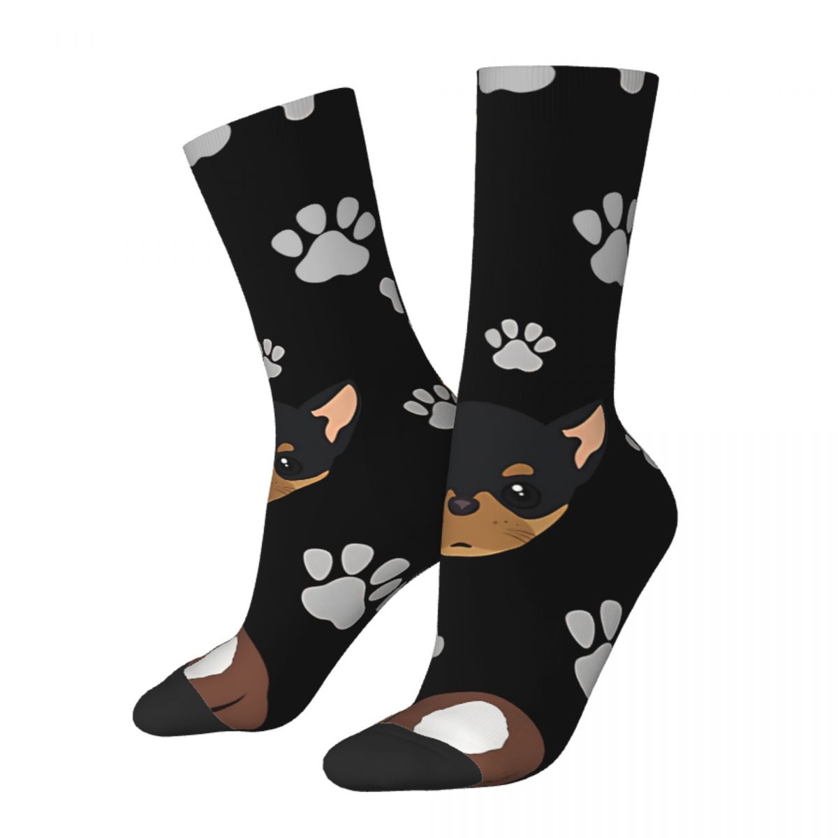 Hip Hop Vintage Cute Dog Pattern Dogs Puppy Pet Crazy Men's Socks Unisex Animal Paws Harajuku Seamless Printed Crew Sock