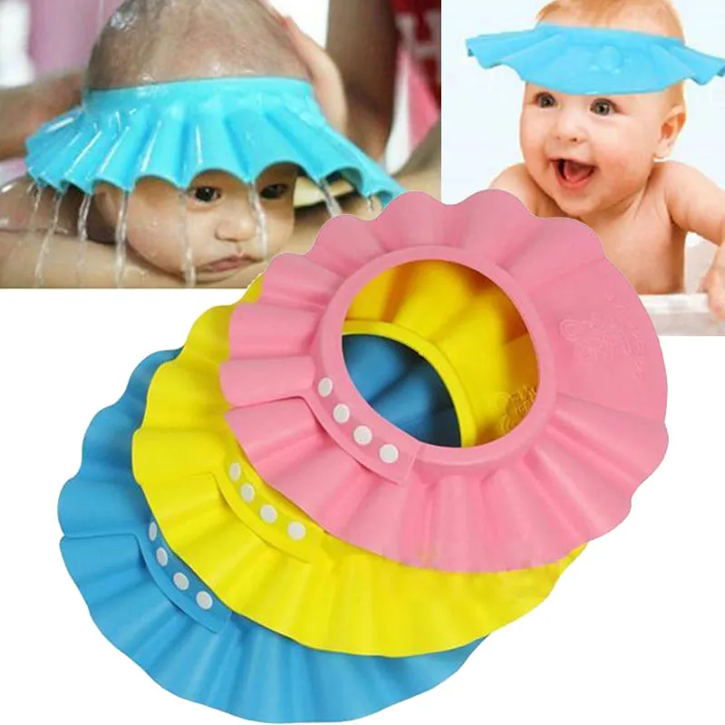 3 Colors Children Adjustable Safe Shampoo Shower Cap Bath Protection Soft Caps Baby Hats Waterproof Wash Hair Shield 2023