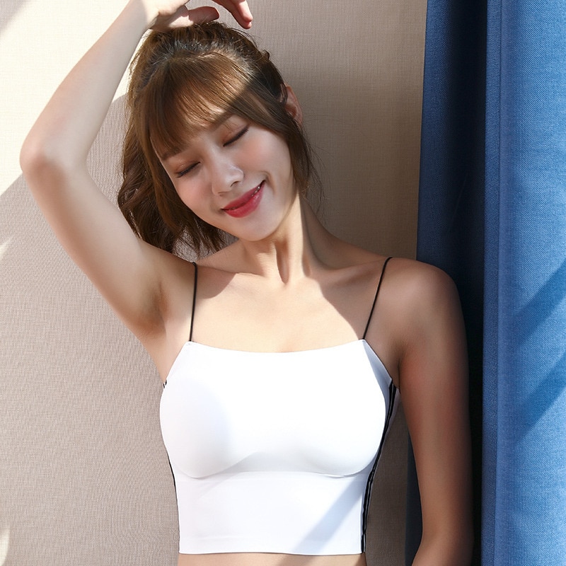 Women Ice Silk Bras Seamless Beauty Back Bralette Sexy Lingerie Free Wire Underwear Tube Scalloped Tops Bra For Ladies Girl