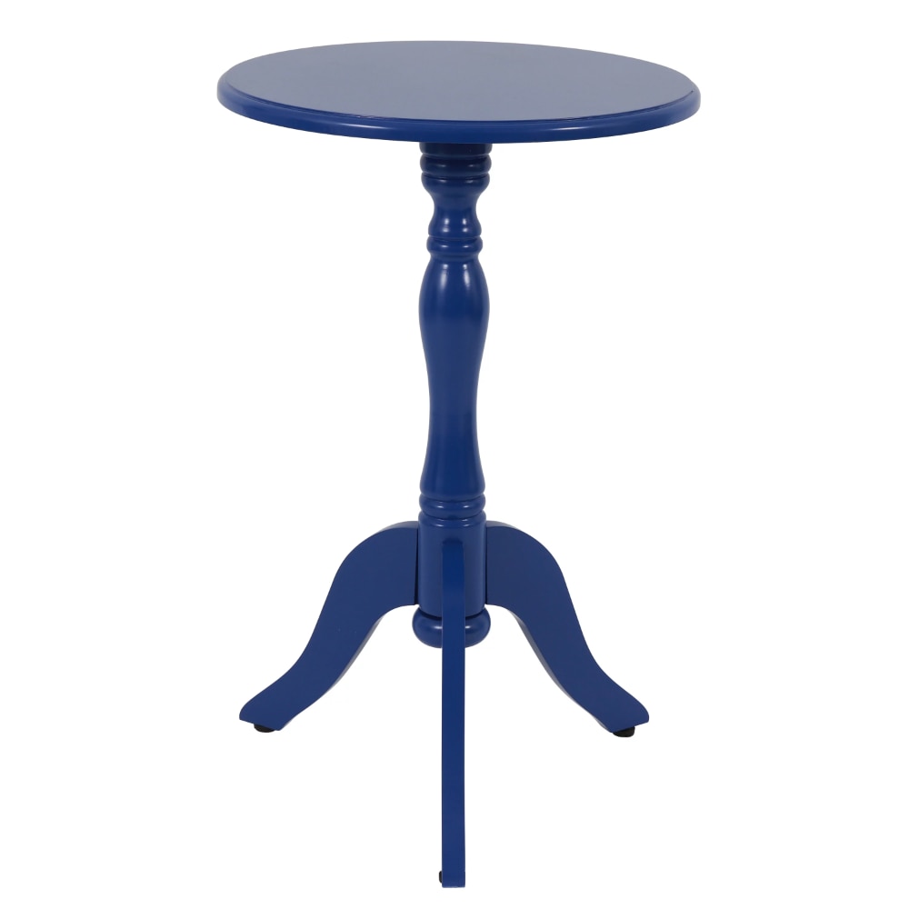 Simplify Small Pedestal Wood Accent Table, Blue Finish,Small Table, Sofa Side Table, Place Small Items, Simple and Generous