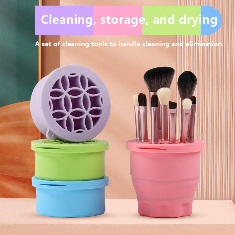 Silicone Brush Cup Beauty Cleaning Tool Makeup Brush Drying Rack Beauty Brush Cleaning Cup Makeup Brush Cleaner Make Up Washing