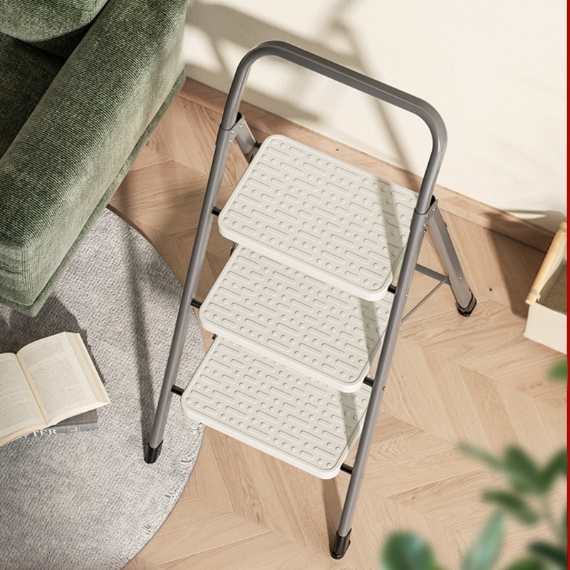 Modern Simple High Stools Kitchen Thickening Ladder Chair Folding Retracting Step Stool Arc Handrail Ladder Stool