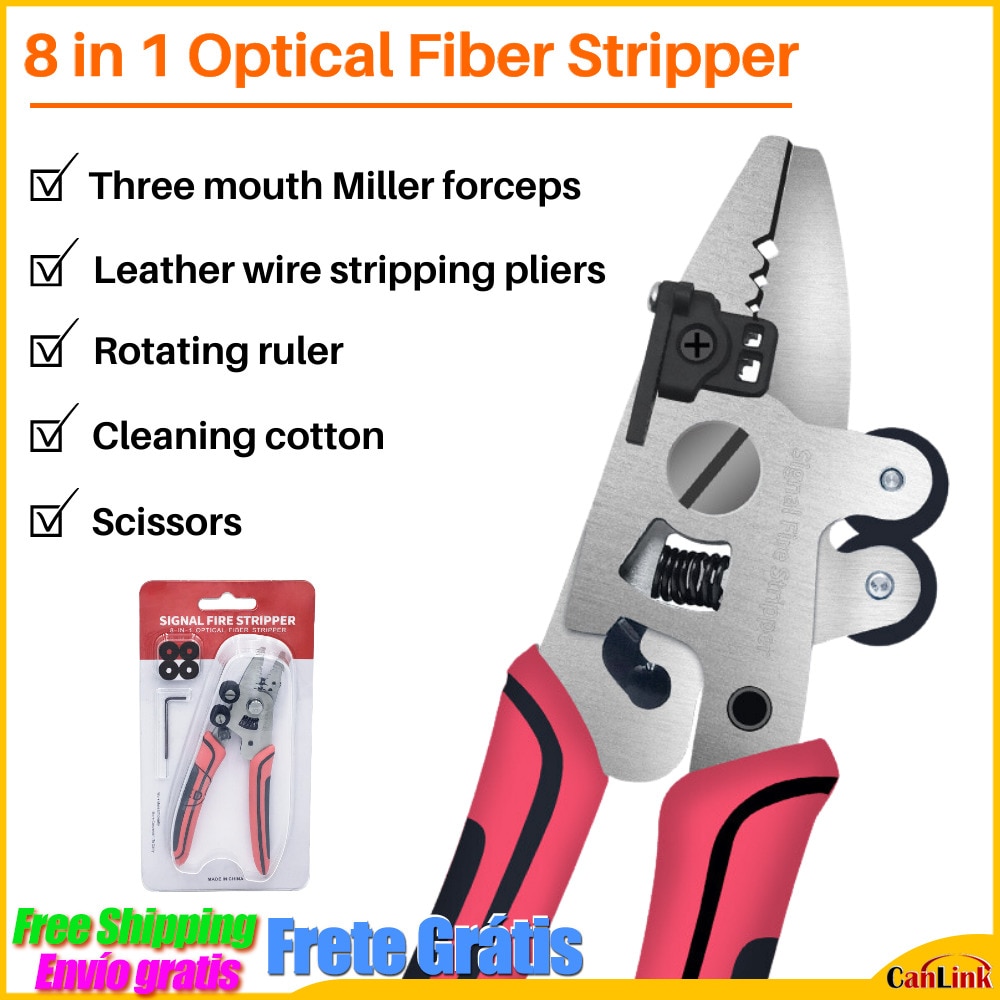 2023 New 8 In 1 Multifunctional Miller Forceps Fiber Stripper With Scissors And Cleaning Cotton