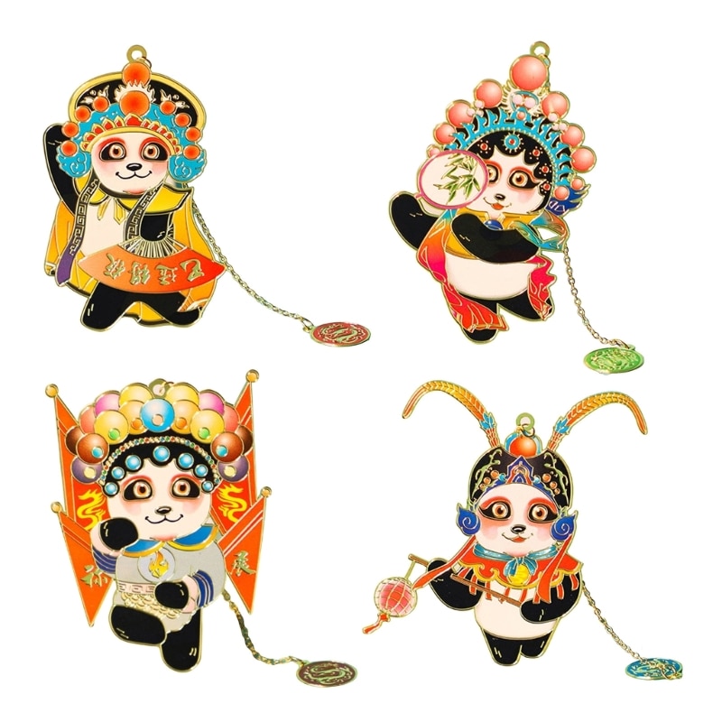 Panda Bookmarks Hollow out Bookmarks Cute Cartoon Animal Bookmarks Metal Bookmarks with Chain for Readers Book Lovers N58E