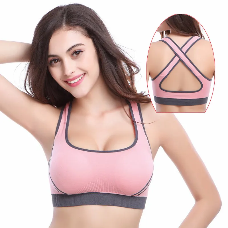 Sports Bra Top Fitness Women Brassiere Removable Padded Sport Bra Running Gym Seamless Push Up Bras