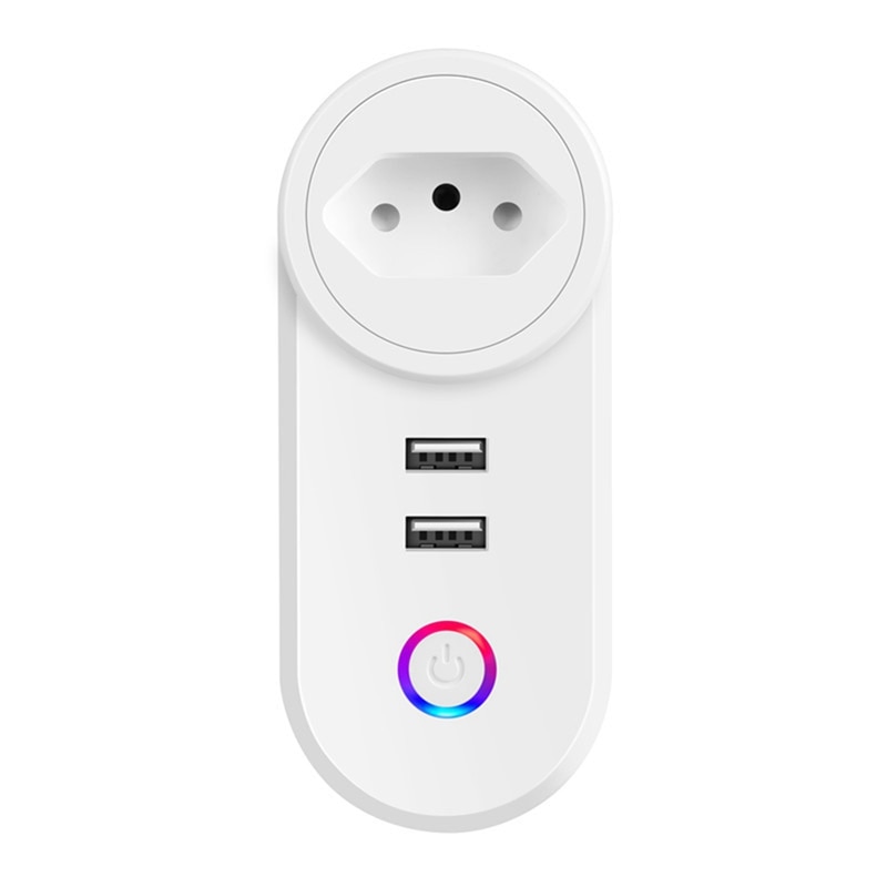 Brazilian Tomada USB Socket Tuya Smartlife App Control Work With Alexa Google Home Assistant