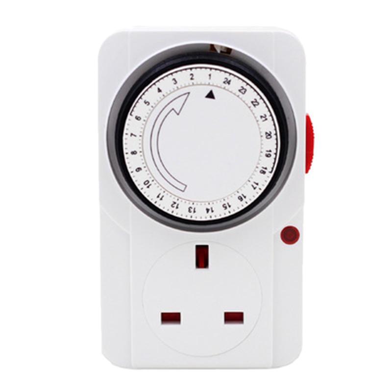 NEW-24-Hour Segmented Timer Switch-Energy-Saving Plug Timer Socket Kit-With Programmable Time Controller 3-Pin Plug UK Plug