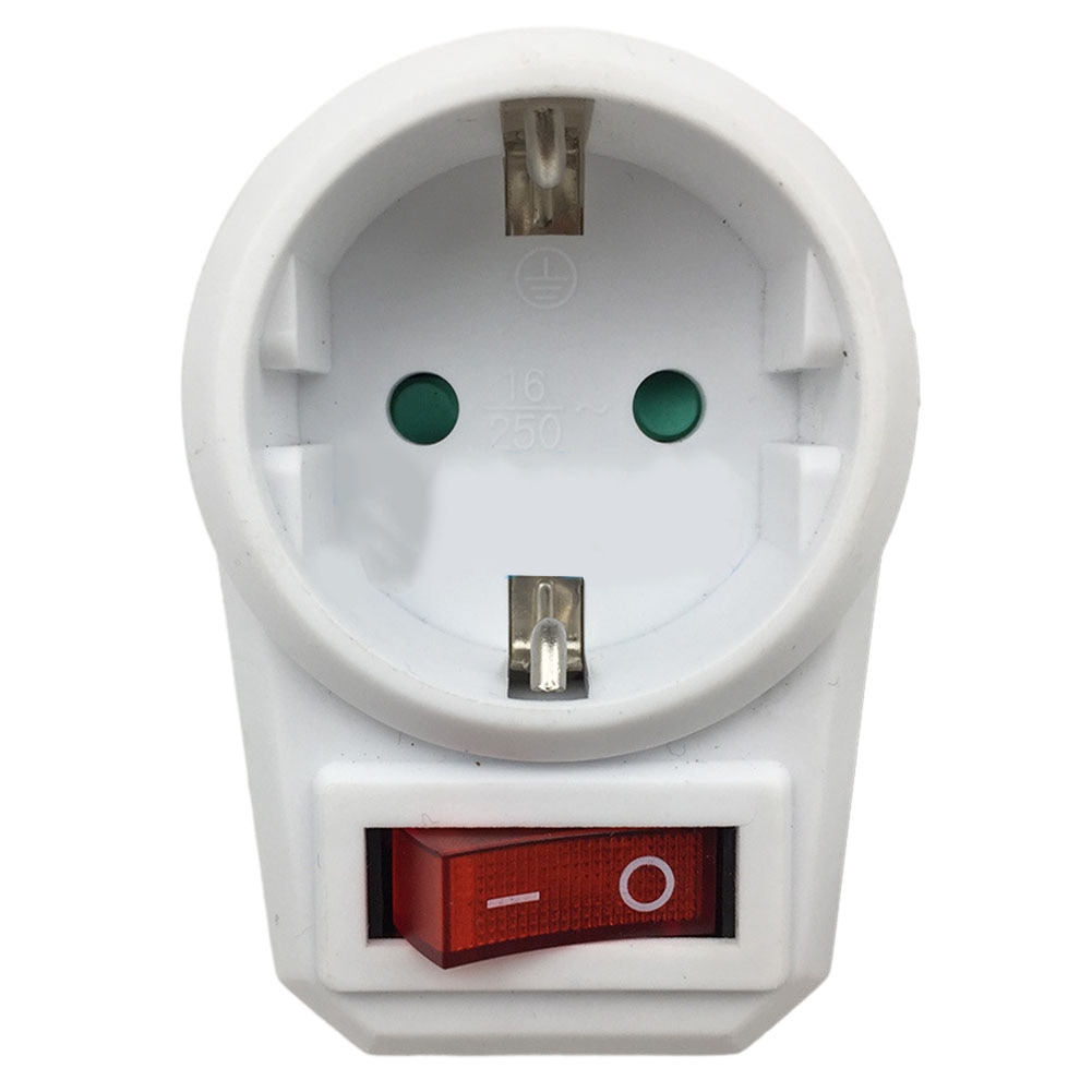 Accessories Conversion Socket 1 Way 16A 3680W 72x50x75mm Plastic Socket Adapter Socket With Light Switch White