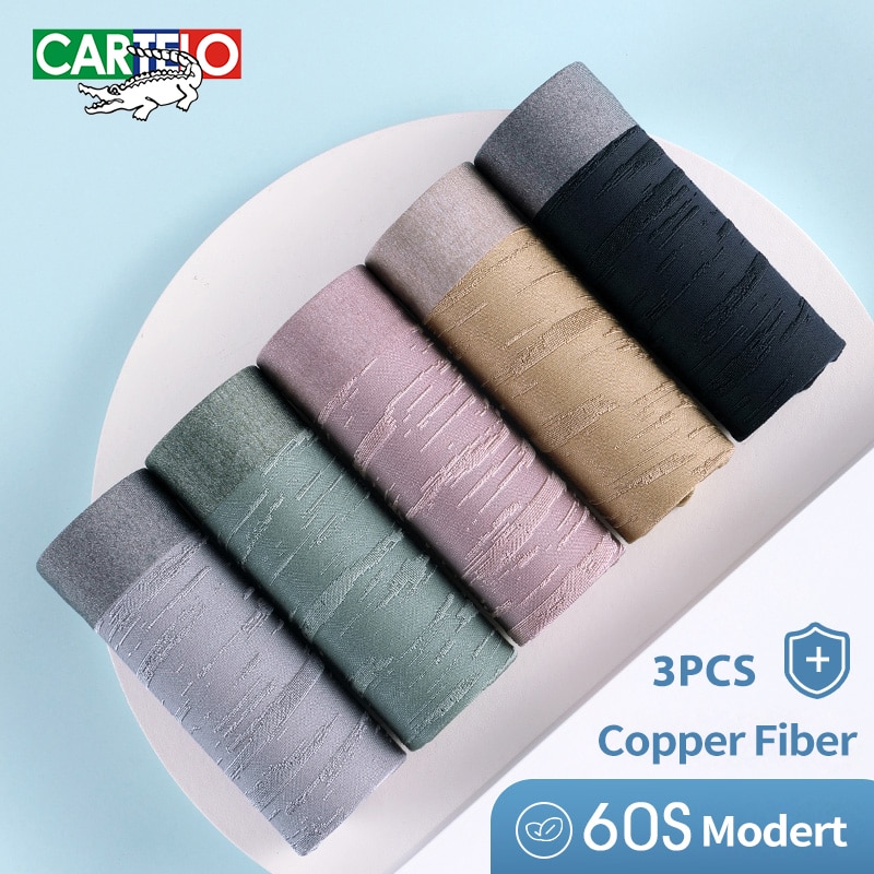 Brand 60S Modal Men Underwear 3A Copper Ion Antibacterial Men Soft Breathable Boxers 3pcs Male High Elasticity Panties Shorts