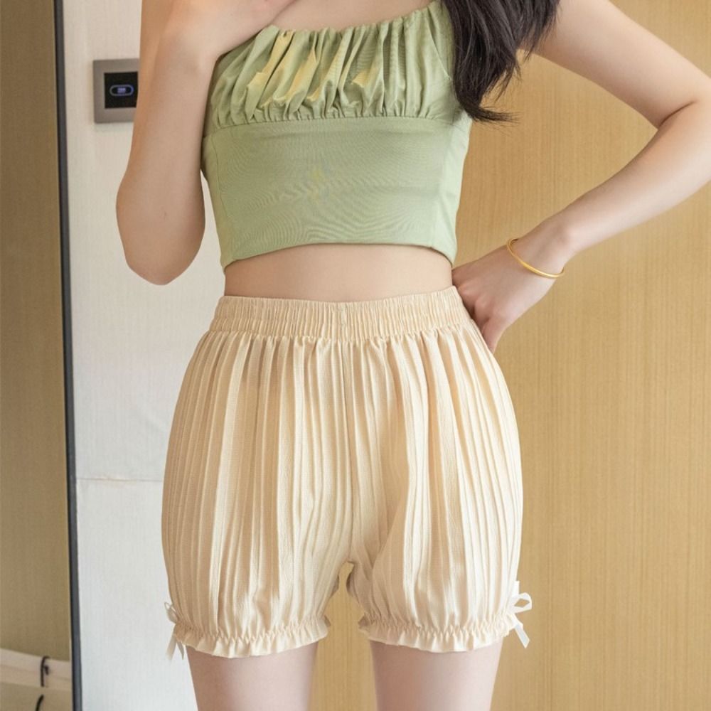 Women Summer Cute Lolita Shorts Plus Size High Waist Elastic Underskirt Pumpkin Shorts Solid Color Loose Lantern Pants