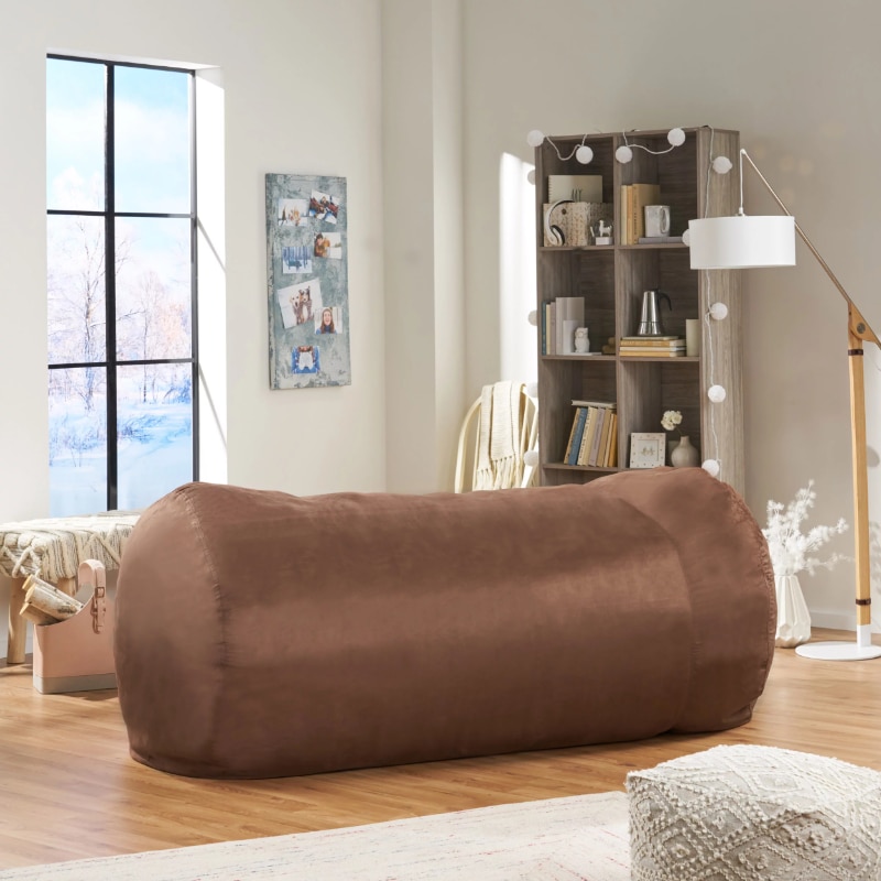Noble House Logan Suede Bean Bag Chair, French Roast (Brown)bag chair with filling bean bag sofa