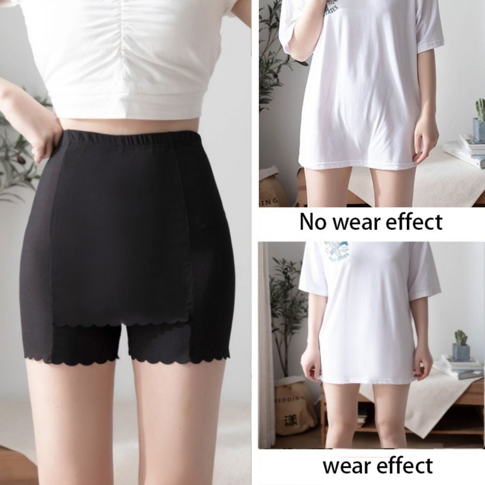 High Waist Women Safety Pants Waist Trainer Boxer Ice Silk Double Layer Shorts Under the Skirt Shorts Thin Sliming Fit Shapewear