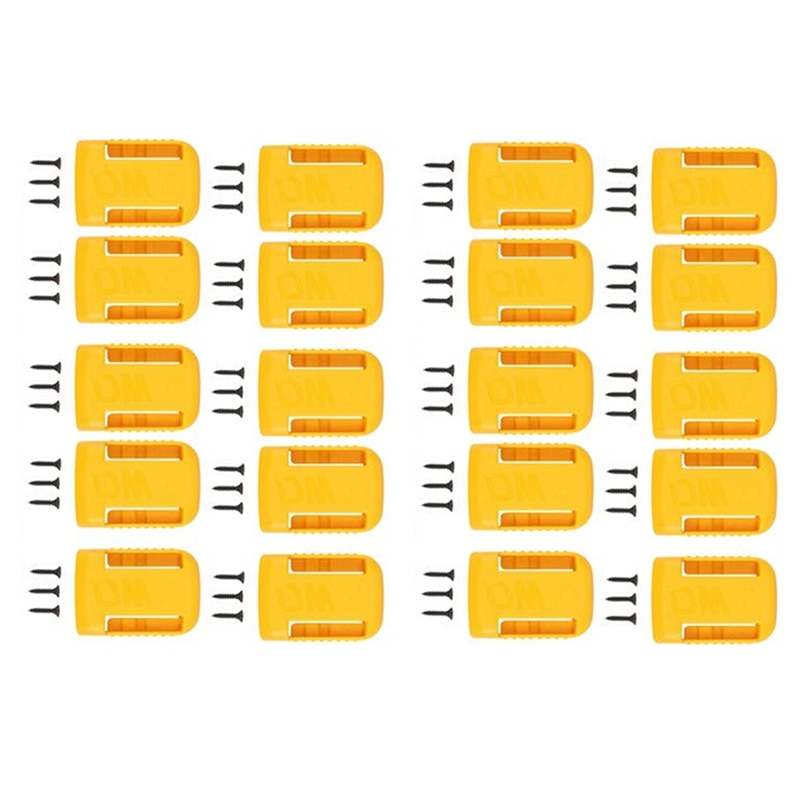 20Packs Battery Holders For Dewalt 20V Mount Dock Fit For 20V 60V MAX Yellow (No Battery)