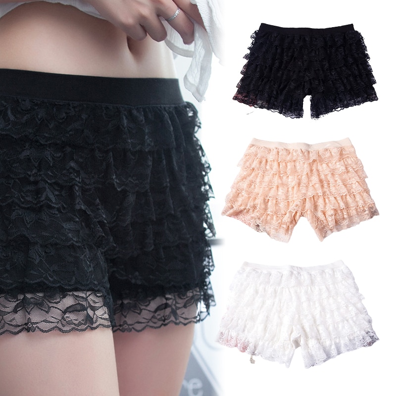 Women Lace Frilly Ruffle Knicker Underwear Short Pants Safety