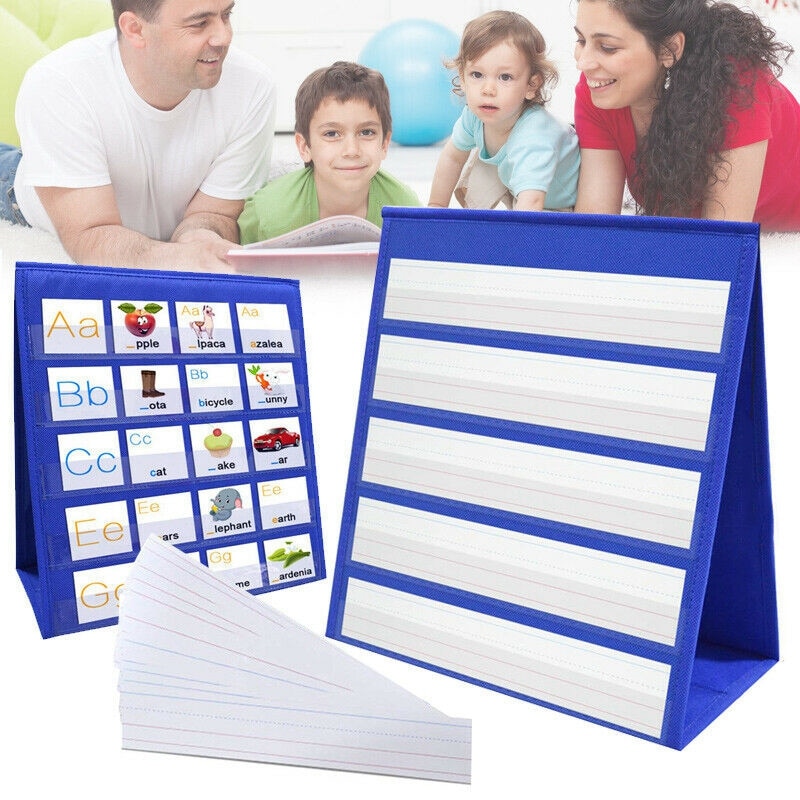 Desktop Pocket Chart Double-Sided And Self-Standing Mini Pocket Chart Stand For Individual Or Small Group (43X 33Cm)