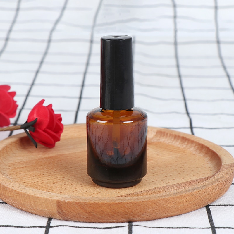 1PC Brown Glass Nail Polish Bottle Empty With A Lid Brush Empty Cosmetic Containers Nail Glass Bottles 15ml With Brush