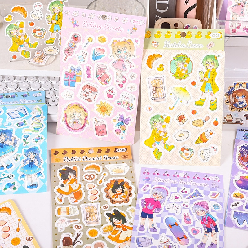 2 Sheets Cute Cartoon Children Washi Paper Stickers for Scrapbooking DIY Decorative Material Collage Journaling