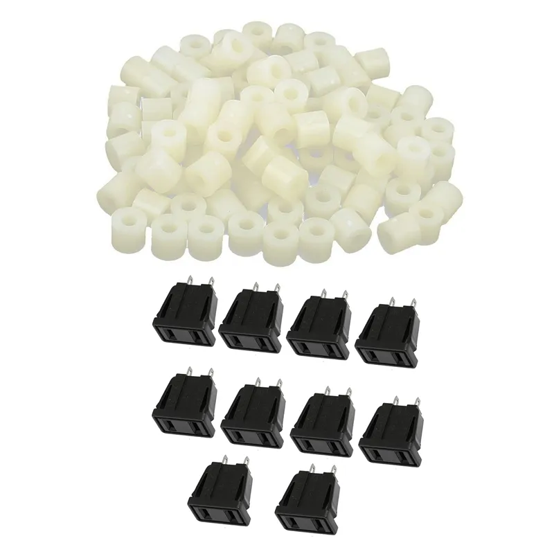 110 Pcs Accessories: 10 Pcs US Type Panel Mounting AC Power Socket Outlet AC 125V 15A & 100 Pcs Plastic Cylinder Spacer Wash