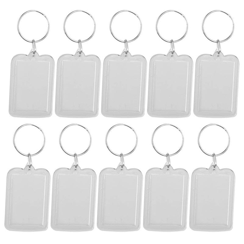 Lot Of 10Pcs Keyring DIY Detachable White Rectangle Photo Frame Keyring 3.3X5cm