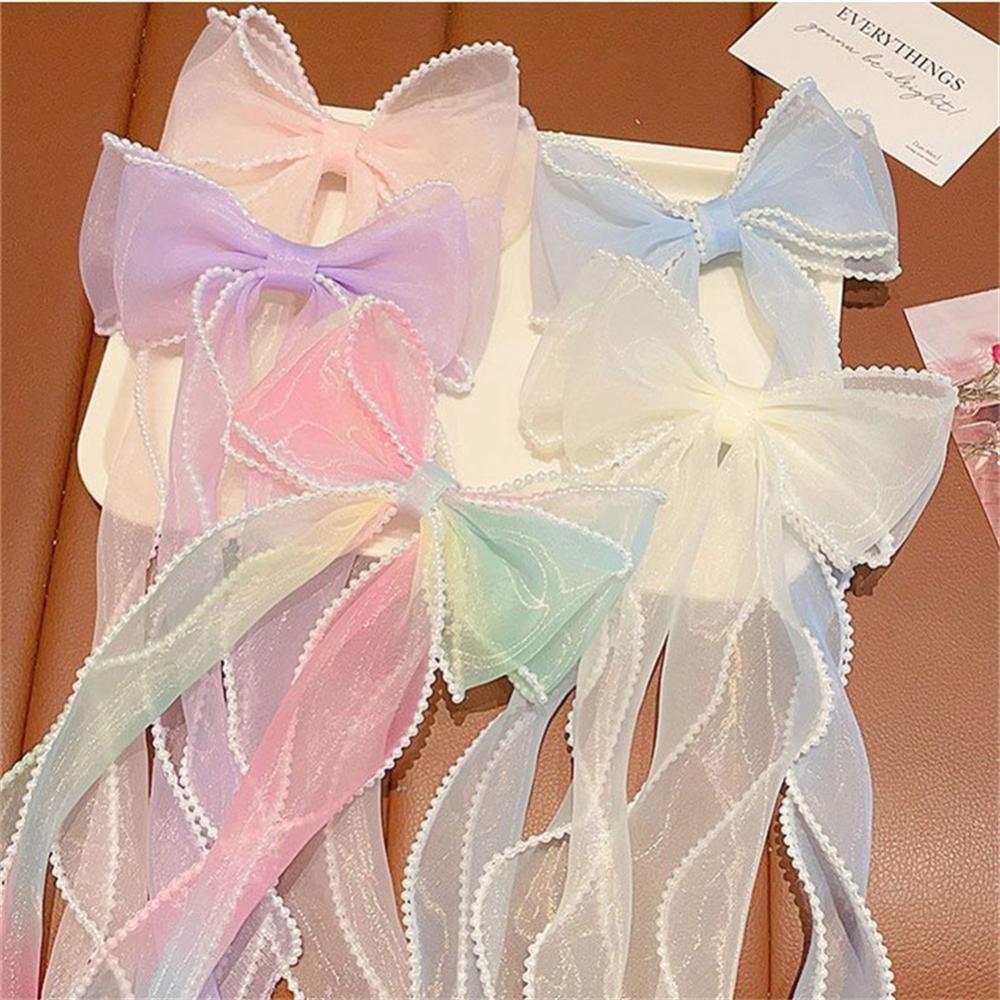 Pearl Big Bows Ribbons Children's Hair Accessories Braided Hairpins Headdresses Summer Girls Princess Hairpins Kids Headwea
