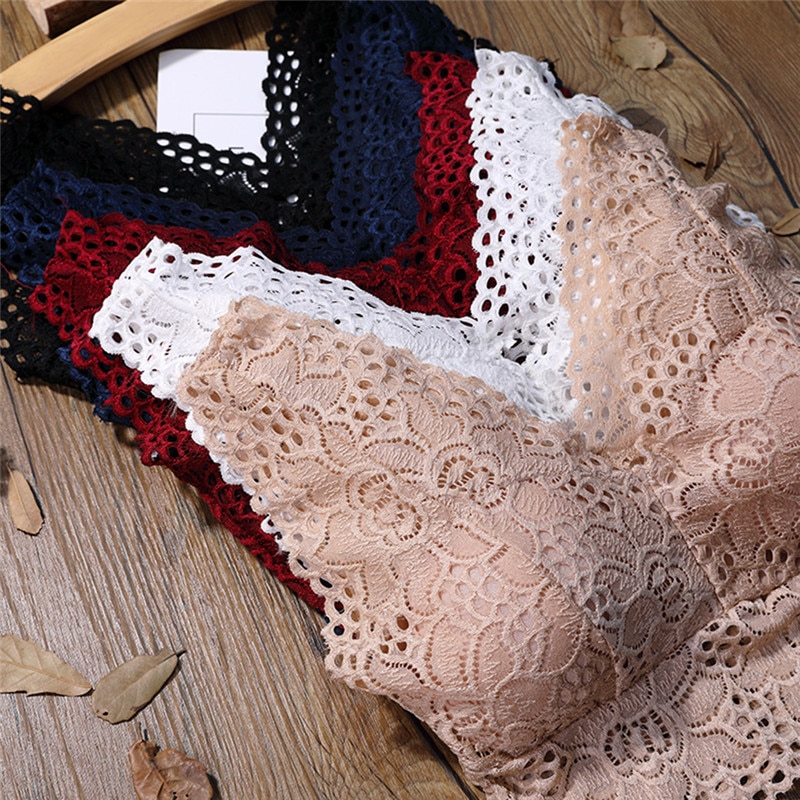 Floral Lace Bra Thin Wire Free Bralette Underwear Women Brassiere Sexy Lingerie