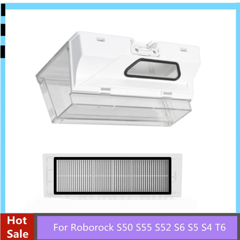 For Roborock S50 S55 S52 S6 S5 S4 T6 Robot Vacuum Cleaner Dust Box Filter Replacement Accessories Parts
