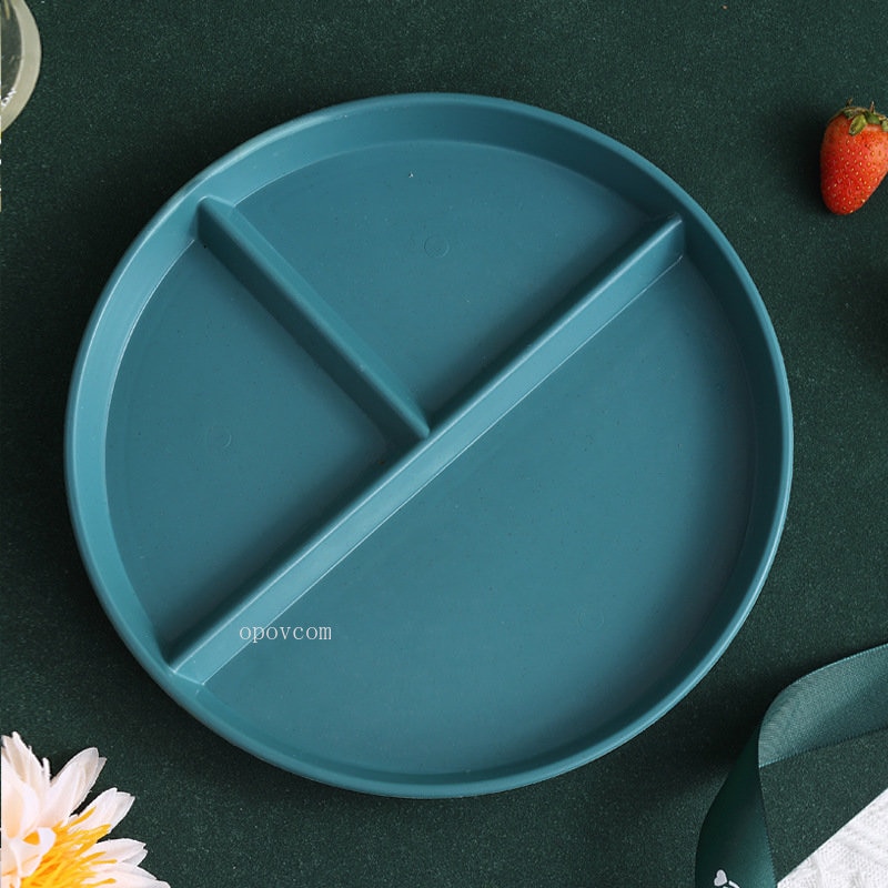 Wheat Straw Divided Plate Dishes Fruit Salad Food Tray Dinner Plate Eco-Friendly Compartment Plate Kitchen Dinnerware Platos