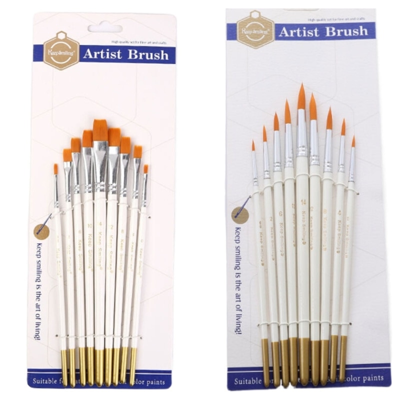 9x Artist Paintbrushes Watercolor Acrylic Paint Brush Painting Brushes for Kids T3EB