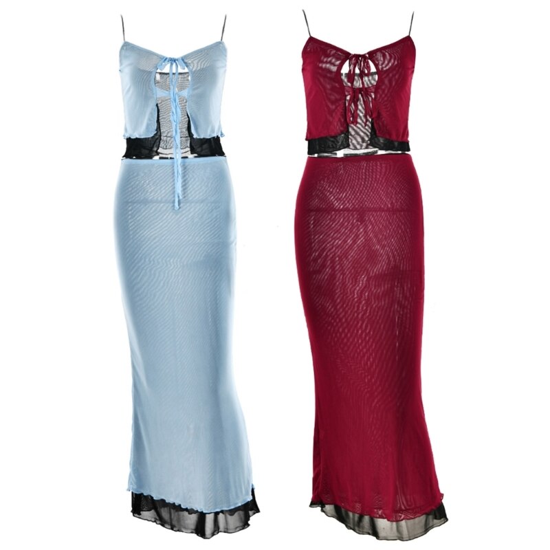 Women Summer Beachwear Patchwork Long Ankle Length Sleevesless Casual Outfits DropShip