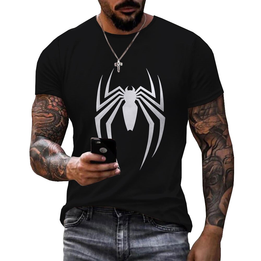 3D Fashion Spider Logo Graphic Printed Men Casual Personality Cool Tees Y2kSummer Outdoor Sports New Short Sleeve TopsT-shirts