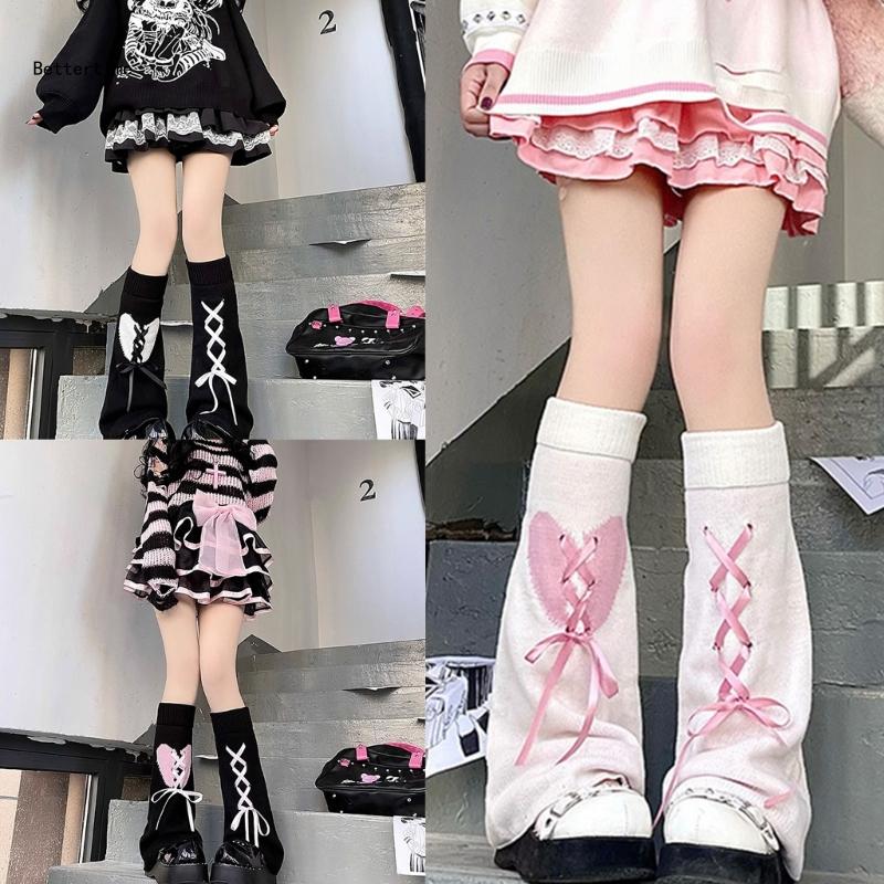 B36D Summer Solid Bandage Pile Sock Bows Sweet Pantyhose Subculture-Japanese-Cute Style Jokers Leg Covers for Womens