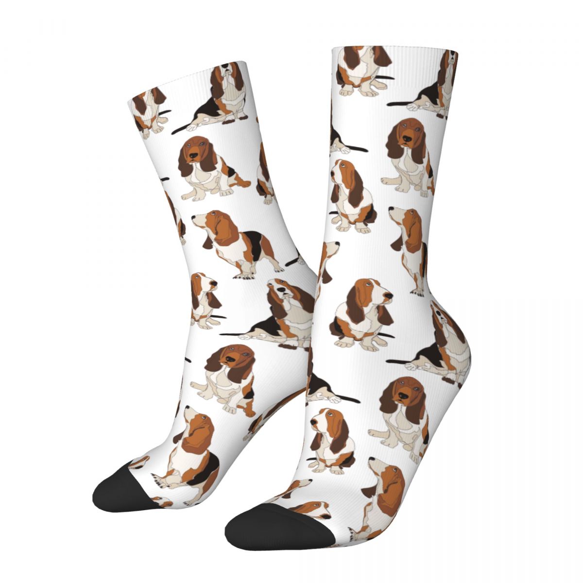 Men's Basset Hound Dogs Socks Comfortable Funny Happy Socks Harajuku Accessories Middle TubeCrew Socks Little Small Gifts