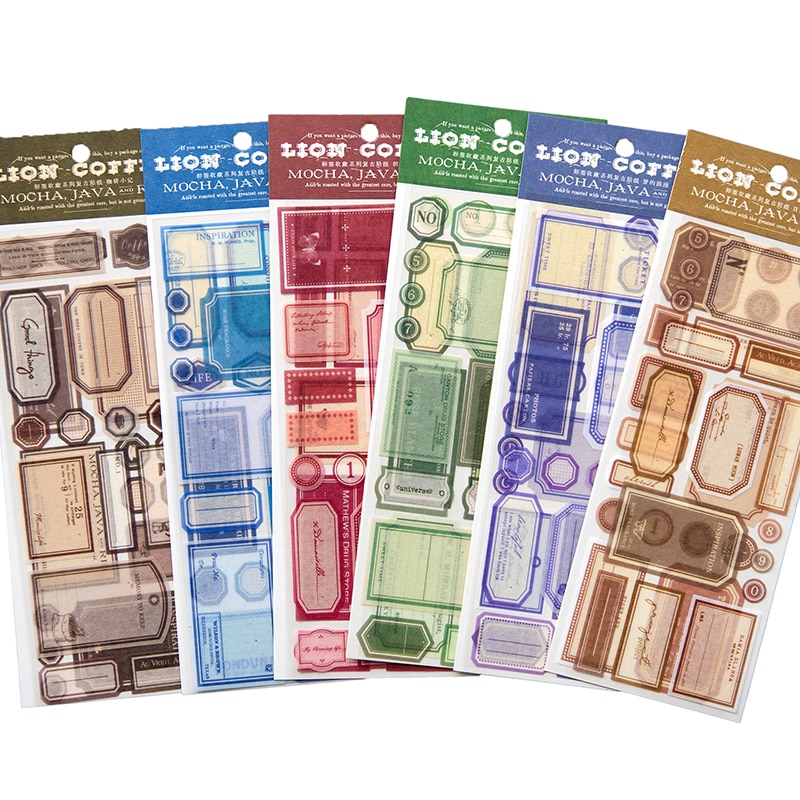 2Sheet Vintage stickers label collection handbook material box collage decorative underlining message Scrapbook 225*85mm